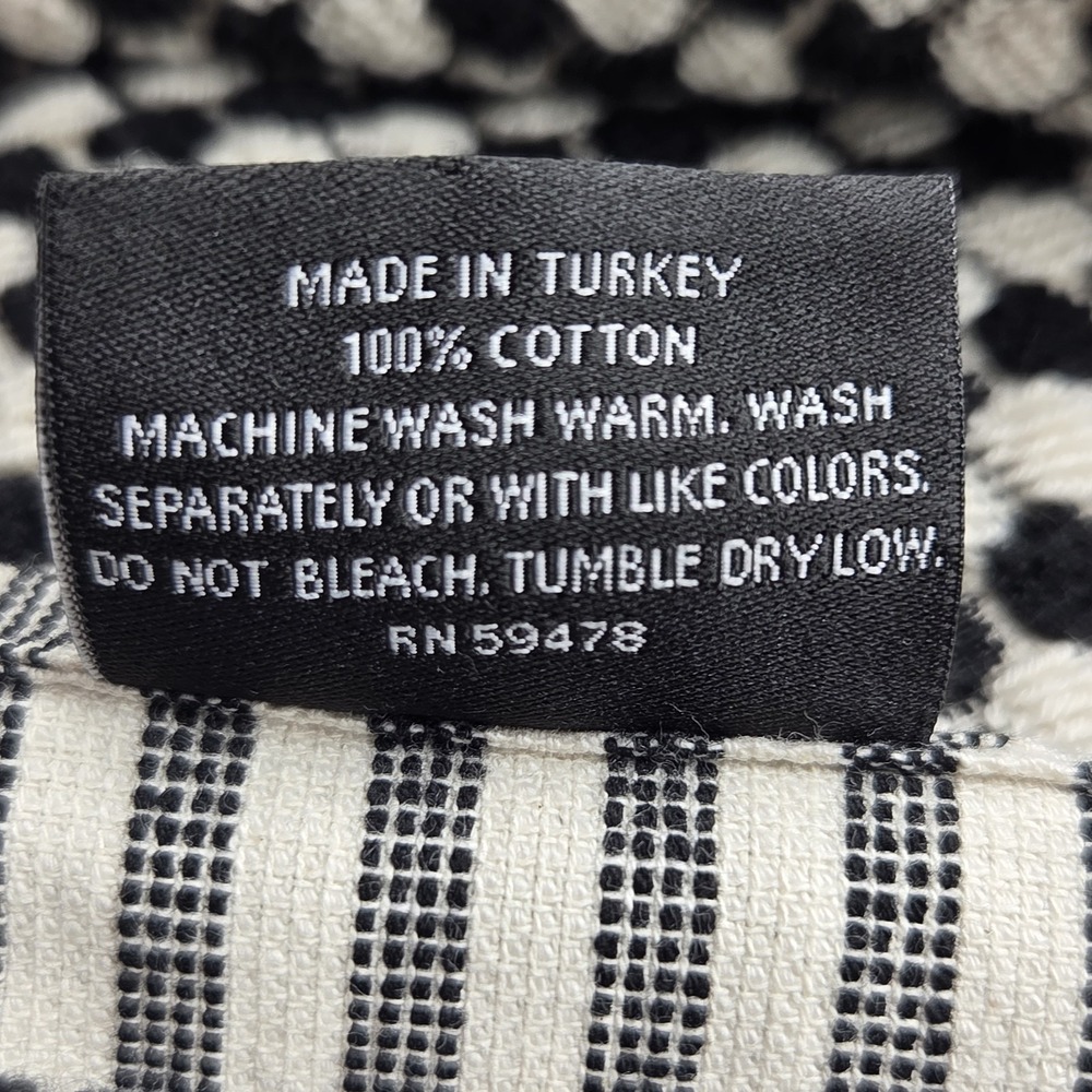 Rachel Zoe 6pc Turkish Cotton Towel Set Black Ecru Raised Dots 2Bath 2Hand 2tip - Picture 3 of 15